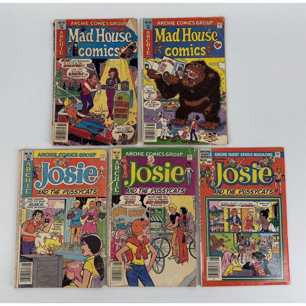 Vintage Archie Comics Lot (5) Josie & Mad House Bronze Age